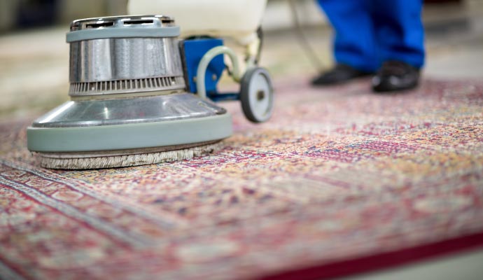 a professional cleaning an oriental rug