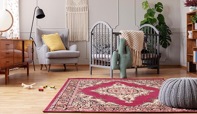 oriental rug installed in a baby room