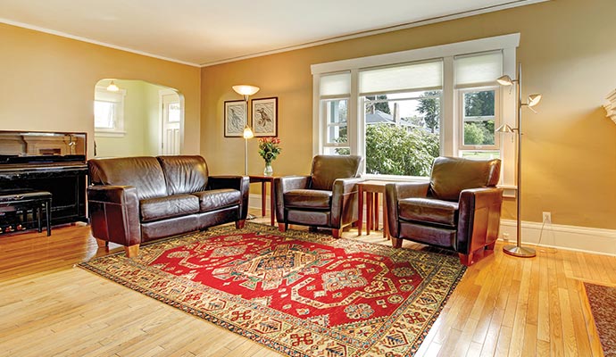 A beautiful Rug placed in a room.