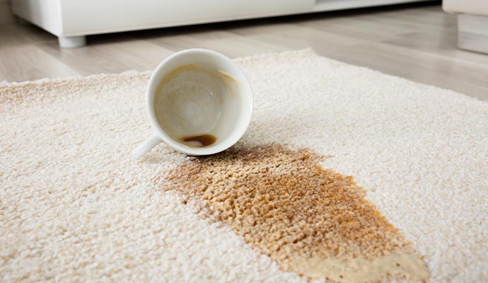 a light beige rug with a dark brown stain